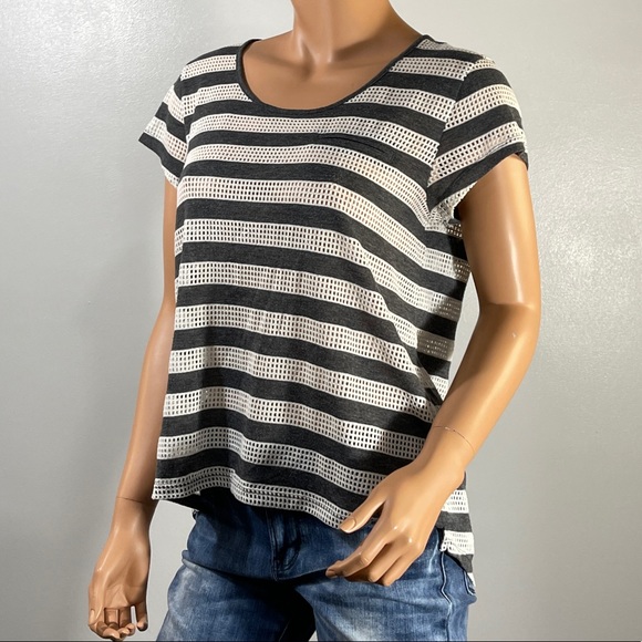 *Converse One Star Women's Striped Short Sleeve Top Sz L - Picture 3 of 7